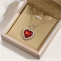 Heart Pendant Necklace Elegant Rhinestone Crystaly