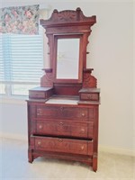 Antique Dresser with Glove Boxes & Marble Top