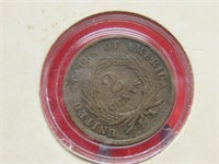 1865 2 cent US coin.