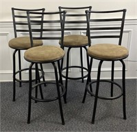 (4) Metal padded Kitchen swivel bar stools 40