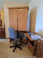 Desk, office Chair, Office supplies