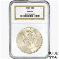 1923 Silver Peace Dollar NGC MS63