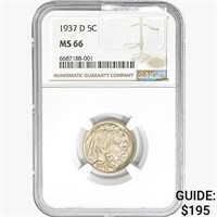 1937-D Buffalo Nickel NGC MS66