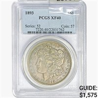 1893 Morgan Silver Dollar PCGS XF40