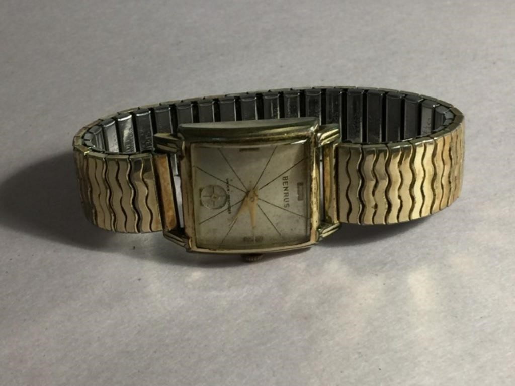 VINTAGE 10K ROLLED GOLD PLATED MENS WATCH BENRUS