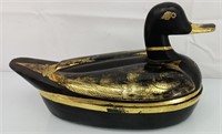 Black /Gold Gilded Duck Trinket Box 13"x 7"