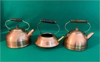3 Copper Tea Kettles