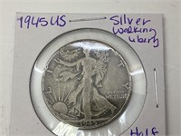 1945 US Silver Walking Liberty Half Dollar