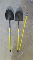 2 shovels, shovel handle