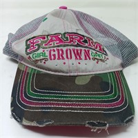 Pink Farm Grown Girl Grit snapback hat