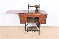 Antique Franklin Treadle Sewing Machine In Cabinet