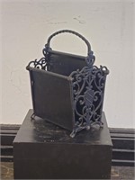 French Cast Iron & Galvanized Steel Magazine Rack