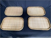 Group of vintage wicker trays