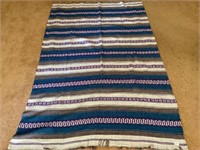 Large Sarape Woven Throw Blanket/Rug Blue