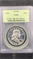 1962 PCGS PR66 Silver Franklin Half Dollar, older