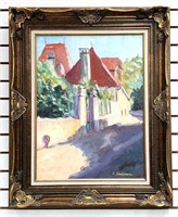 Signed Giclee of French Village by L. Baddour