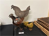 Lot Of 4 Decorative Metal Chickens