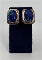 Taxco Mexico Sterling Silver Azurite Earrings