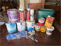 OPEN & UNOPENED PAINT, BRUSHES, PRIMER & STAIN