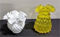 Two Ruffled Edge Vases, Approx 4.5" & 5.5"