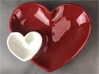 15" Ceramic Heart Chip & Dip Bowl