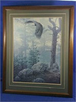 Print Eagle soaring in forest 35x44H