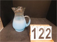 Vintage Blendo Glass Frosted Blue Pitcher