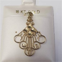 18K Yellow Gold Filigree Necklace Pendant SJC