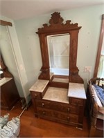 Victorian East lake marble top dresser, Tear drop