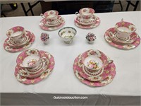 R.A. Lady Carlyle Luncheon Set, 2 Porcelain Flower