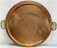 Hammered Copper Brass Handle Tray