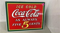 Decorative Heavy Metal Coca-Cola sign. 13" x
