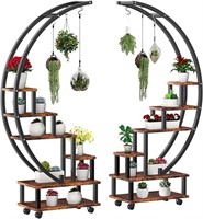 2 Pcs 6 Tier Tall Metal Indoor Plant Stand with De