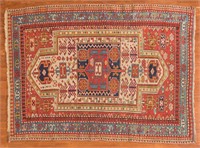 Antique Kazak double prayer rug, approx. 3.5 x 4.6
