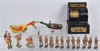 VINTAGE TOY LOT, TIN TOYS and SOLDIERS
