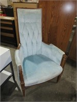 MID CENTURY PADDED HIGH BACK ARM CHAIR GREAT COND.