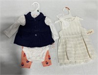 BABY GIRLS DRESS 6/9M AND ONESI SET 3M