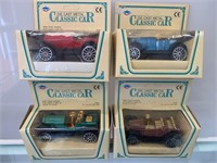 4 Die Cast Miniature Classic Cars in Package