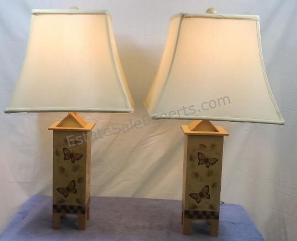 Matching table lamps. 27ins. 3-way switches. Both