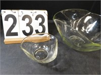 Pair of Clear Glass Chip & Dip Bowls