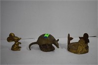 Brass Armadillo, Mouse & Candle Holder