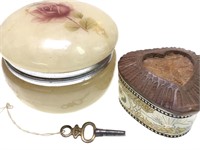 Pair of Small Jewelry Boxes w/ Watch Key