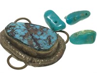 Antique Turquoise Pendant & Natural Beads