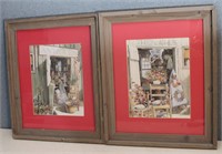(2) Barn Wood Frames w/Country Prints