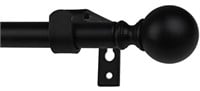 48-84IN BLACK CURTAIN ROD WITH RINGS AND WALL