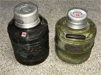 2 Heavy Metal Antique Water Coolers (12"-13"H)