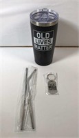 New Old Lives Matter Mug, Metal Straws & Keychain