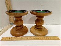 Pair Of Wood Candle Platforms For Glass Jar