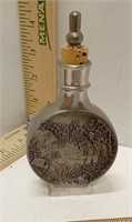 94% Zinn Metal Flask W/Hunting Motif