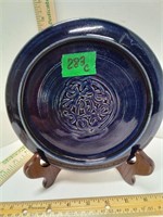 Dark Blue Glazed  Decor Plate w/ Knot Design